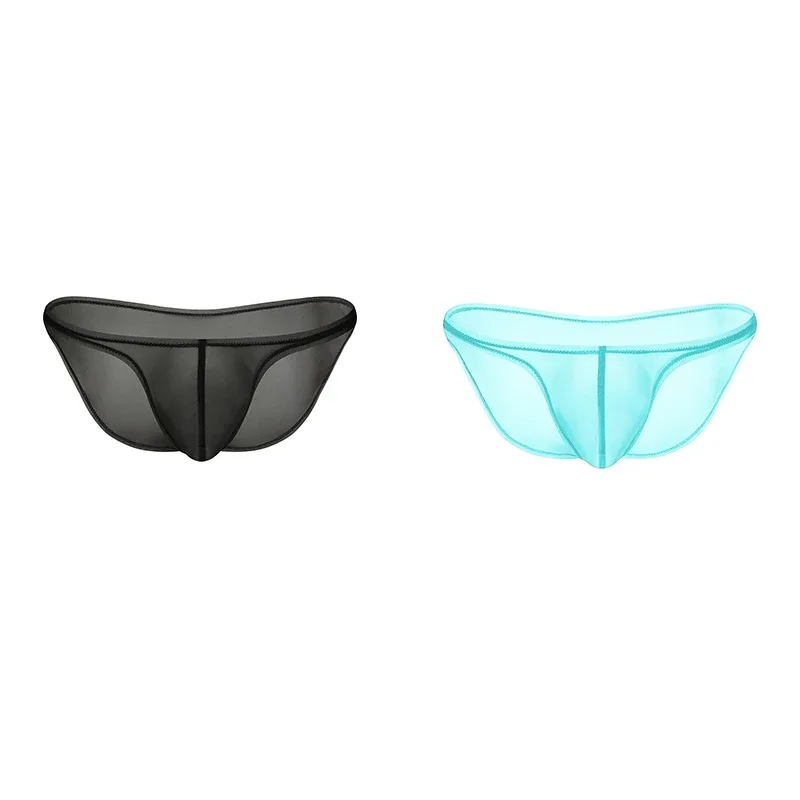 Men's Underwear Delicate Ice Silk Transparent Triangle Panties Personality Low Waist Briefs