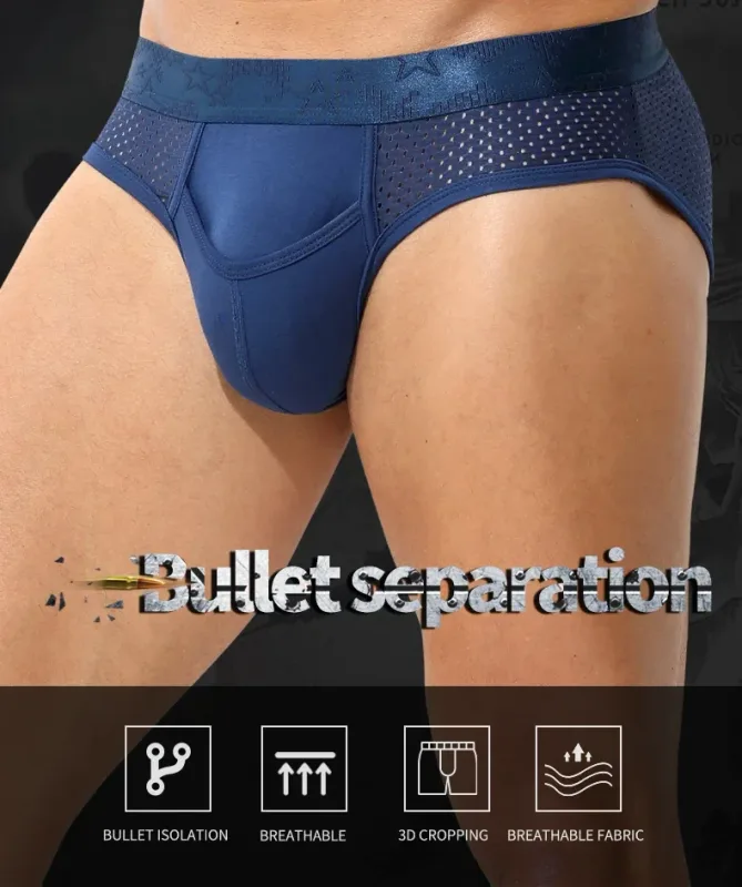 Bullet Separation Panties Men's Sexy U-Convex Briefs Vein Ice Silk Scrotal Rim Sperm Cord Shorts Varicose Heads