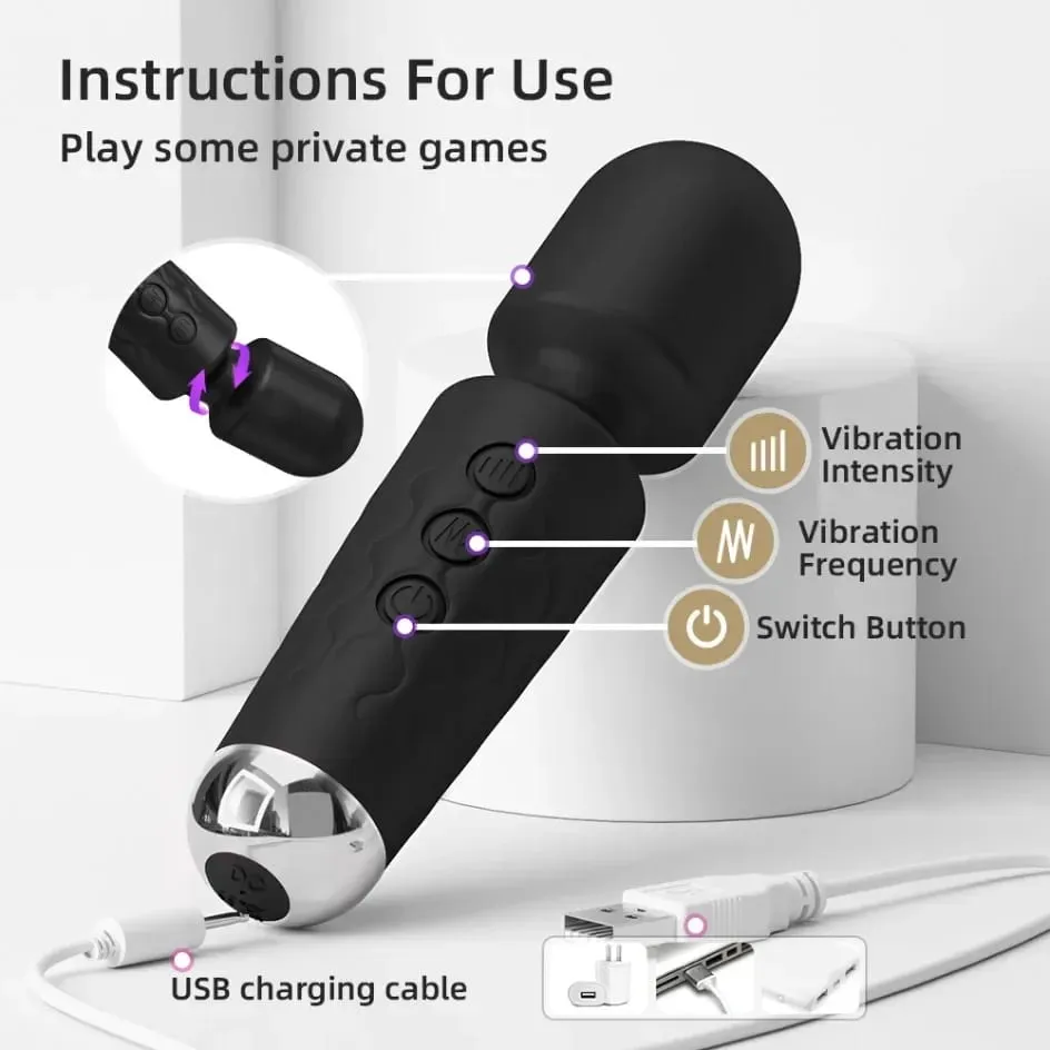 20 Speeds Powerful AV Vibrator Magic-Wand Anal Dildo Nipple G spot Clitoris Stimulator Female Masturbation Sex Toys for Women