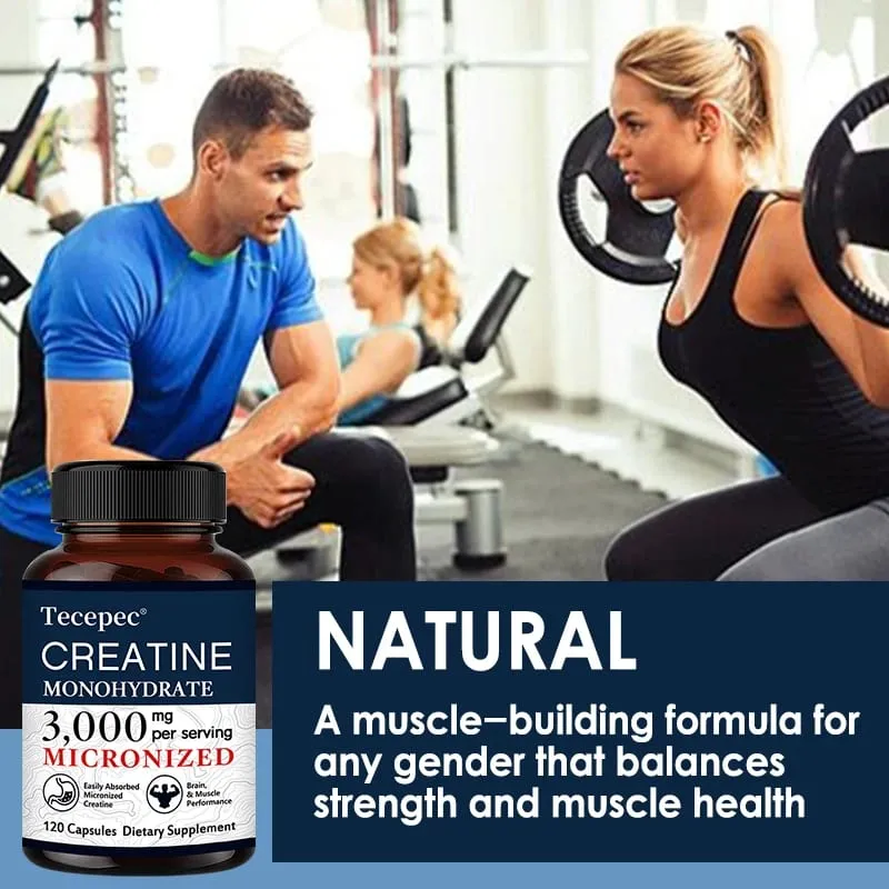 Creatine Monohydrate 3000 mg Capsules Supports Pre-Workout and Healthy Muscles Focus & Memory Easy to Absorb Easy to Swallow