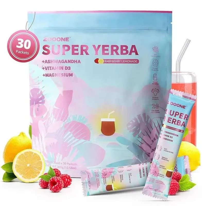 Super Yerba Instant Drink Powder 30 πακέτα με προβιοτική βιταμίνη Ashwagandha Προωθεί την υγεία του εντέρου Πέψη Ανοσία