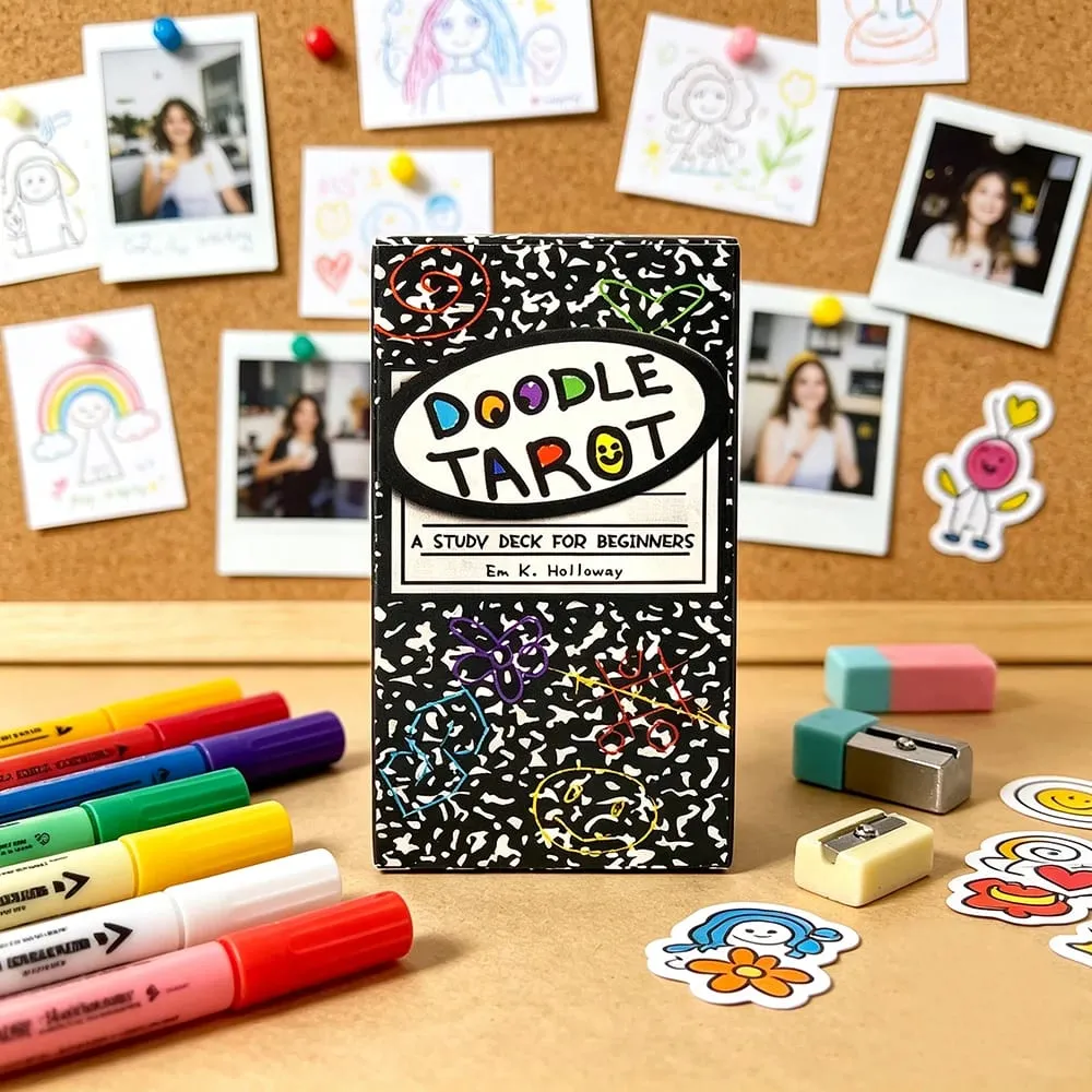 Doodle Cards Tarot 78 English Version Divination Borad Games Παιχνίδι καρτών Χαριτωμένο με χέρι για αρχάριους και πνευματική ανάγνωση