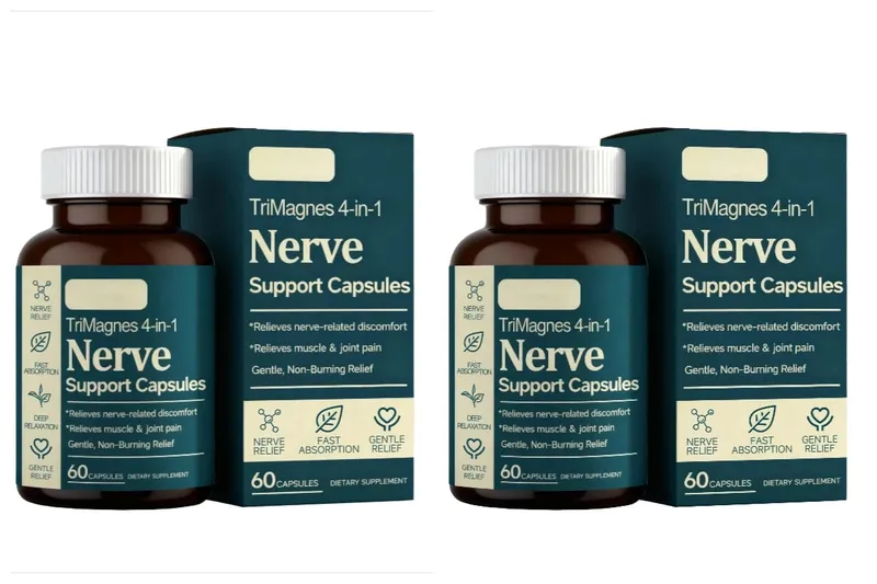TriMagnes 4-in-1 Magnesium Complex Capsules 300mg with Citrate Glycinate Malate Turmeric for Nerve Comfort Muscle Relax 60 Ct