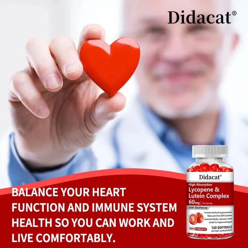 Lycopene + Lutein Complex 60mg with Bioperine Dietary Supplement for Prostate Heart & Eyes Health Antioxidant Non-GMO — image 4