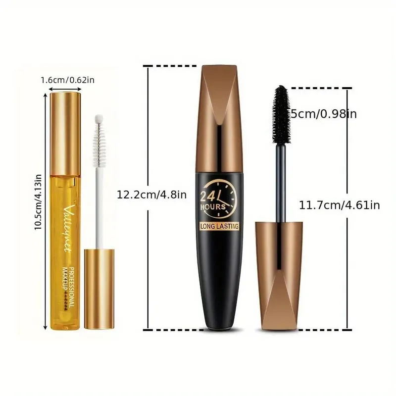 2Pcs/Set Natural Lash Care Serum + 5D Curling Mascara Lashes Curled Lashes Long-lasting Waterproof Travel Eye Makeup Set