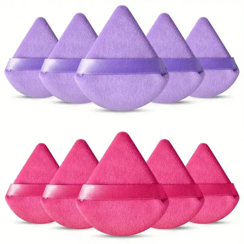 10 τμχ Triangle Velvet Powder Puff Pizza Flours Mini Face Makeup Sponge Cosmetics Ελαφρύ εργαλείο μακιγιάζ που πλένεται