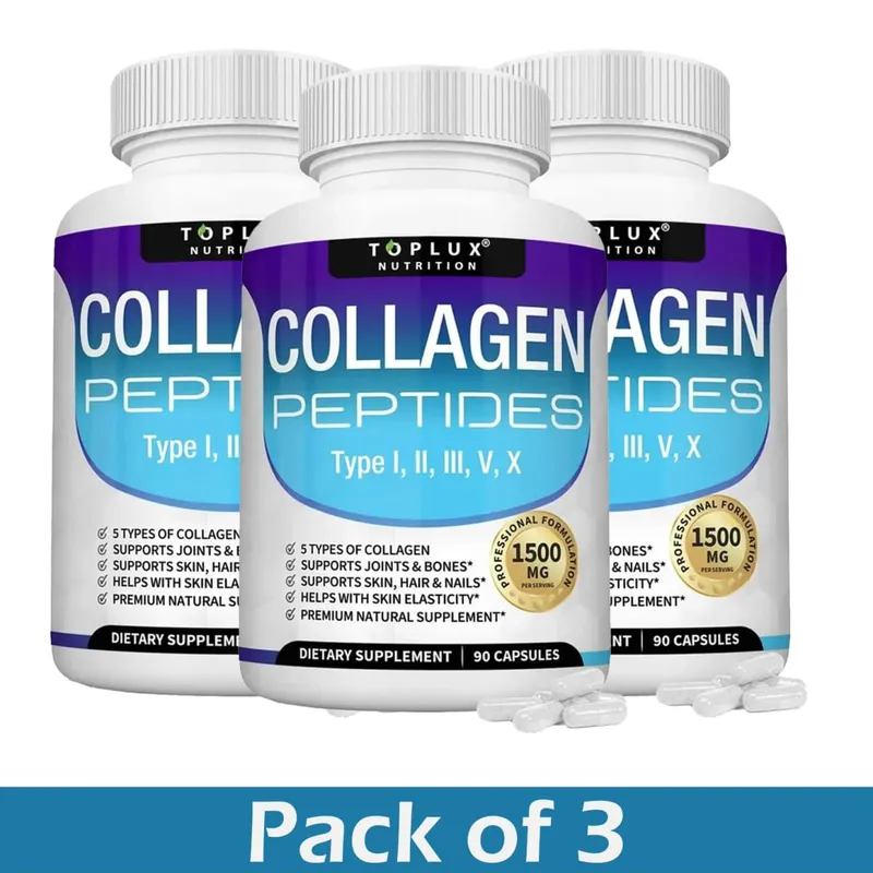 Multi Collagen Peptides Capsules 1800mg - Hydrolyzed Protein Collagen Complex Pills Promotes Skin & Hair Joint for Men Women