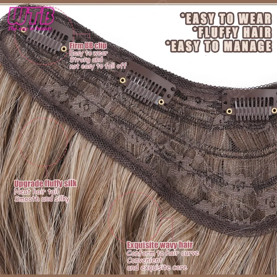 WTB Gradient Hair Extensions Συνθετική περούκα BB Clip Style Water Wave Μοτίβο για γυναικεία καθημερινή ένδυση και τις γιορτές