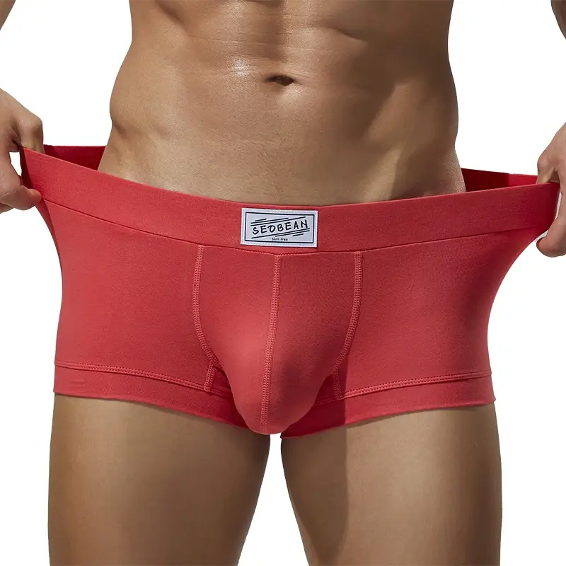 Men's solid color flat underwear, comfortable and breathable, high elasticity flat cut shorts