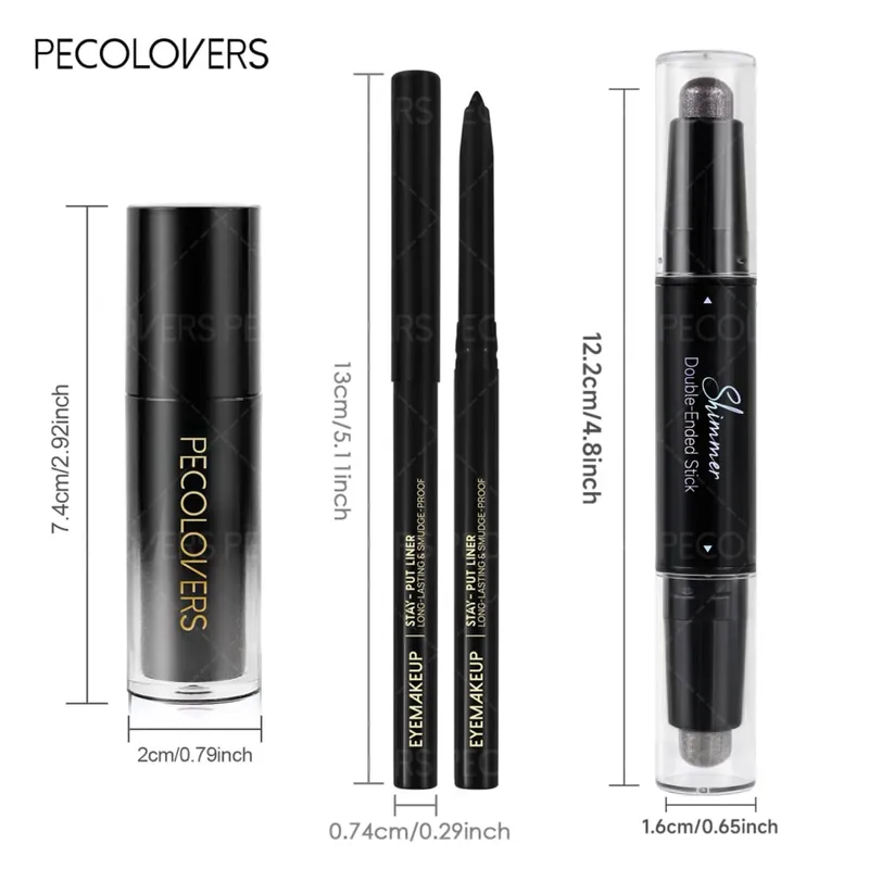 3 ΤΕΜ/ΣΕΤ ματ κραγιόν+μαύρο eyeliner+γυαλιστερό στυλό για σκιές ματιών που ταιριάζουν για να δημιουργήσετε ένα μακιγιάζ μαύρο πανκ τέλειο για αποκριές/πάρτι — image 5