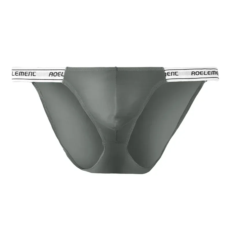 Panties Men's Solid Color Elastic Skinny Sexy Low Waist Ice Silk High Fork Thong Fitness Sports Comfortable Triangle Shorts — image 3