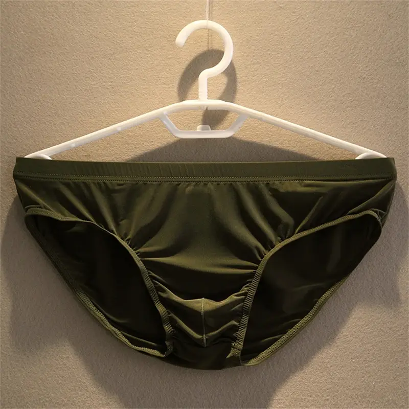 2pcs Big Pouch Nylon Men Underwear Briefs Ice Silk Male Seamless Underpants Low-Waist Thin Panties Plus Size — image 9