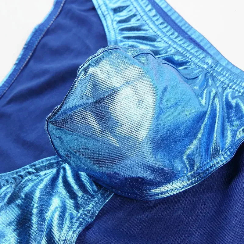 Men's Fashion Low Waist Imitation Leather Briefs with U Convex Pouch Sexy Underwear Lingerie 3PCS/2PCS/1PC Set