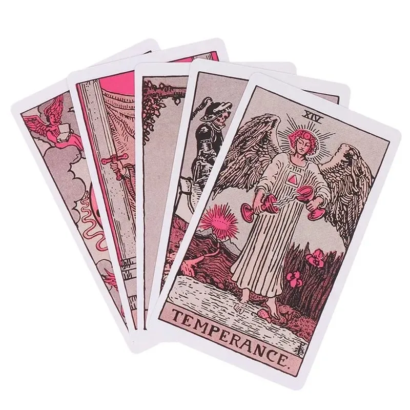 Σετ τράπουλας Pink Rider Waite Tarot για αρχάριους Προφητεία μαντική τράπουλα Family Party Board Fate Card Fortune Telling Game