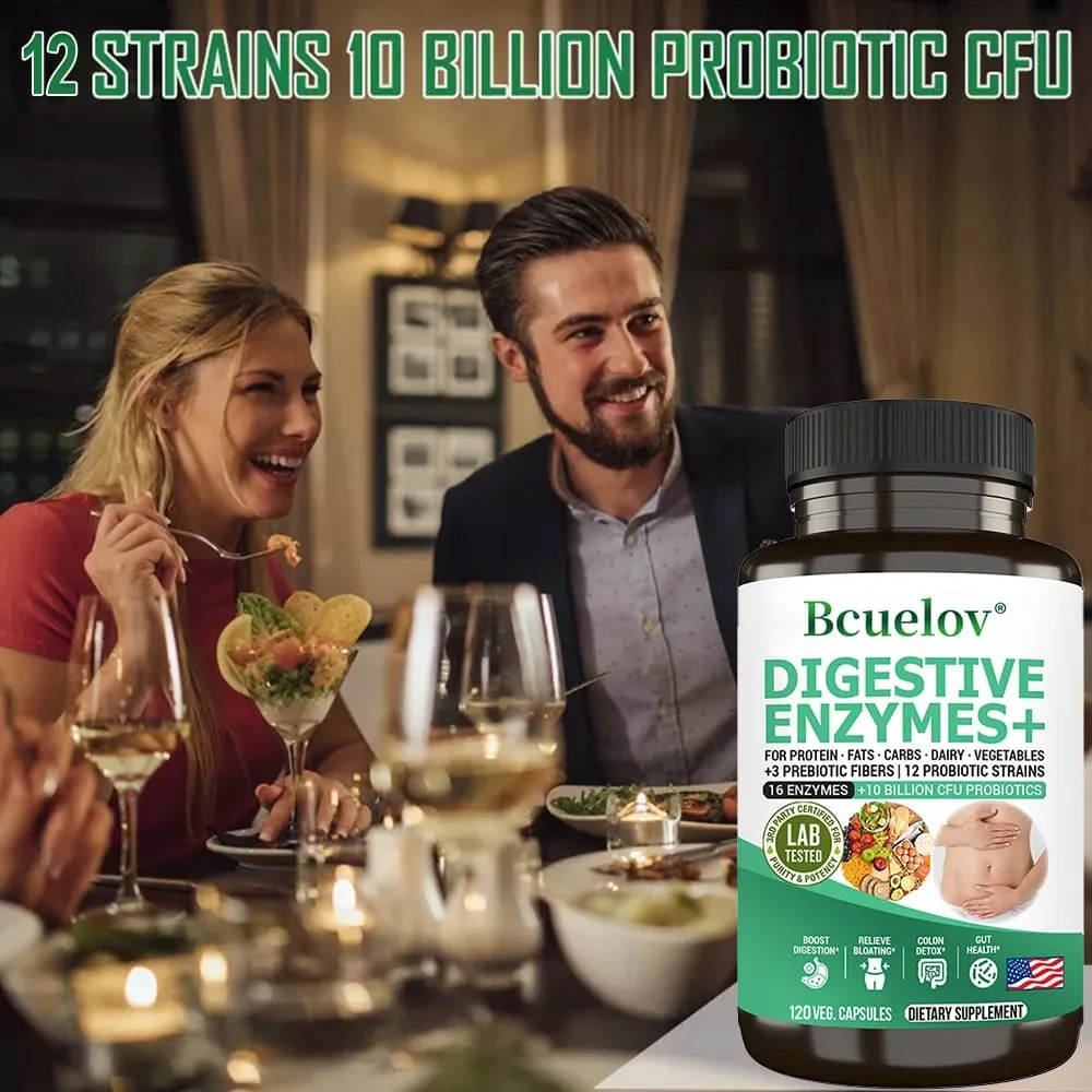Digestive Enzyme Supplement - 3 Prebiotics 12 Probiotics 10 Billion CFU - Digestion Nutrient Absorption Colon Detoxification — image 6