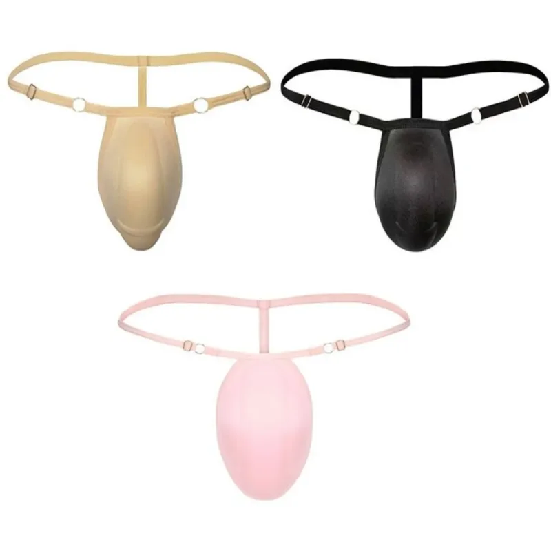 T-back Push Up gąbka podkładka pod kubek stringi regulowane 3D z przodu wyściełane figi bezszwowe niskiej talii męskie bielizna modelująca męskie majtki akcesoria