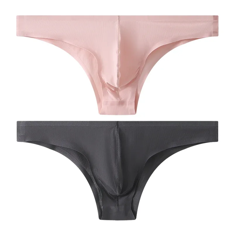 Intimo da uomo a triangolo piccolo a mezza anca a vita bassa sexy da uomo giovane slip senza cuciture in seta di ghiaccio mutandine estive leggere e traspiranti