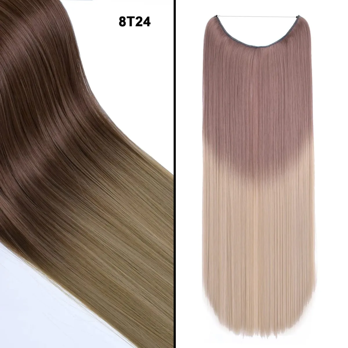 Jeedou κυματιστά μαλλιά Extension Elasticity Αόρατο σύρμα Fish Line One Piece No Clips Συνθετικά Hairpieces Ombre Χρώμα για γυναίκες — image 17