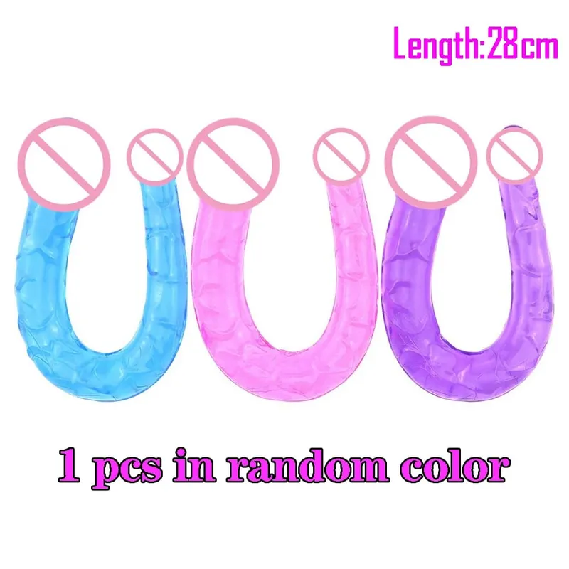 Soft Jelly Dildo Double Long 46cm Realistic Cock Lesbian Vaginal Anal Plug Flexible Fake Penis for Women Sex Toys