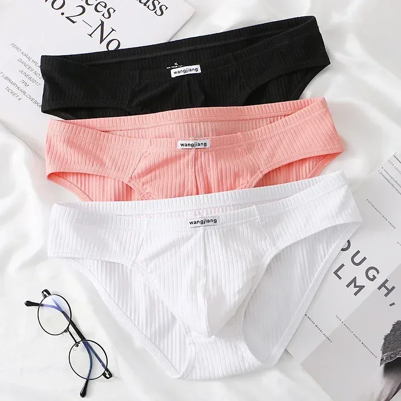 Men's Ribbed Cotton Separate Pouch Briefs Breathable Low Rise Soft Stretch Underwear Panties 1PC — image 2