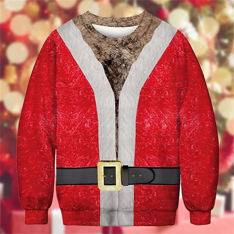 クリスマス醜いセーターおかしい 3D 印刷筋肉パターンスウェット男性のための新しいファッションプルオーバーパーティーコスプレ衣装クリスマスギフト — image 10