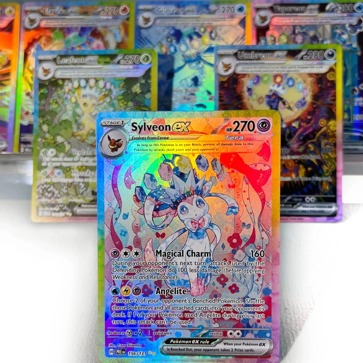 Prismatic Evolutions PKM Cards PTCG5-A GX Rainbow Umbreon Sylveon Leafeon ex Rare Collection Battle Toys Δώρα για χόμπι — image 2