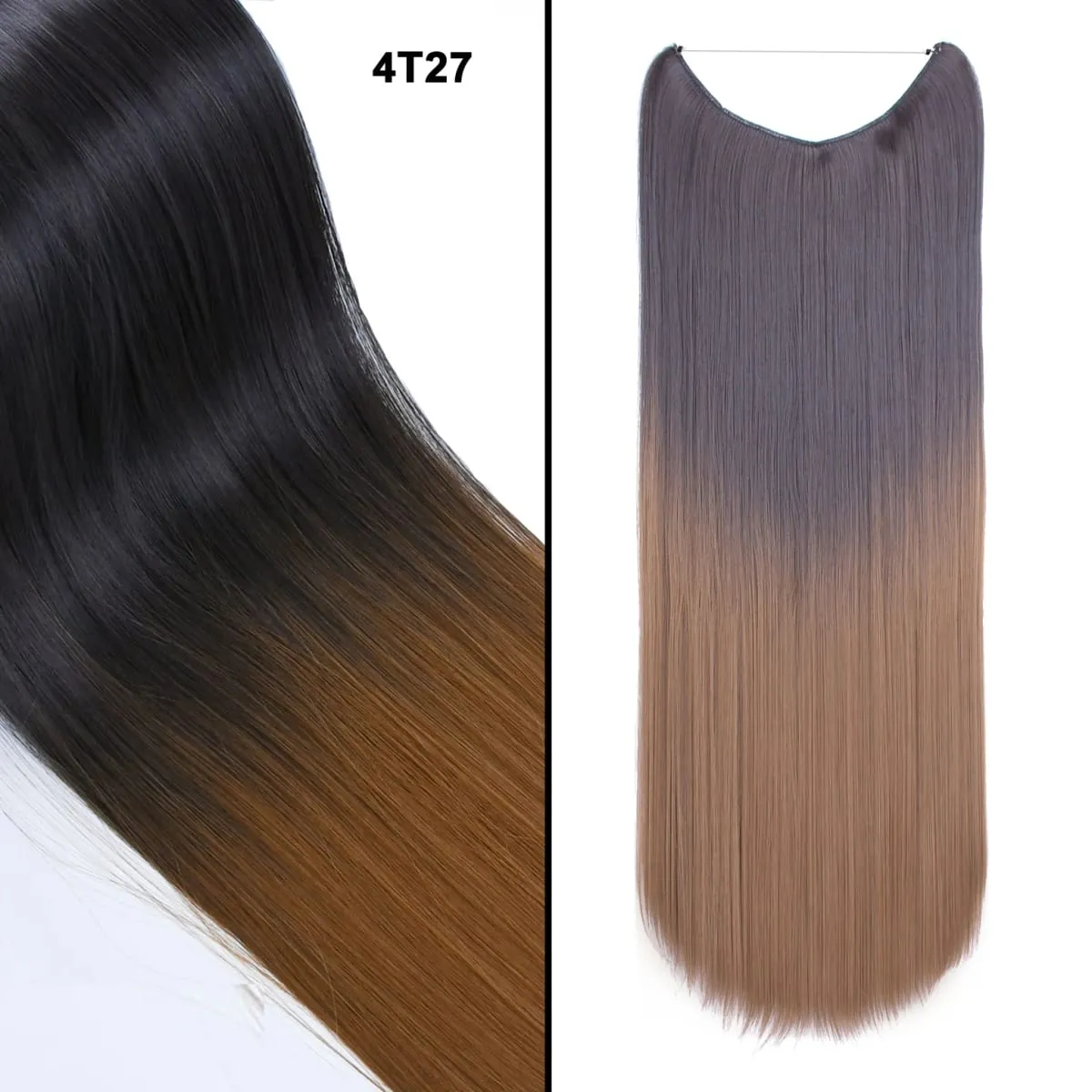 Jeedou κυματιστά μαλλιά Extension Elasticity Αόρατο σύρμα Fish Line One Piece No Clips Συνθετικά Hairpieces Ombre Χρώμα για γυναίκες — image 15