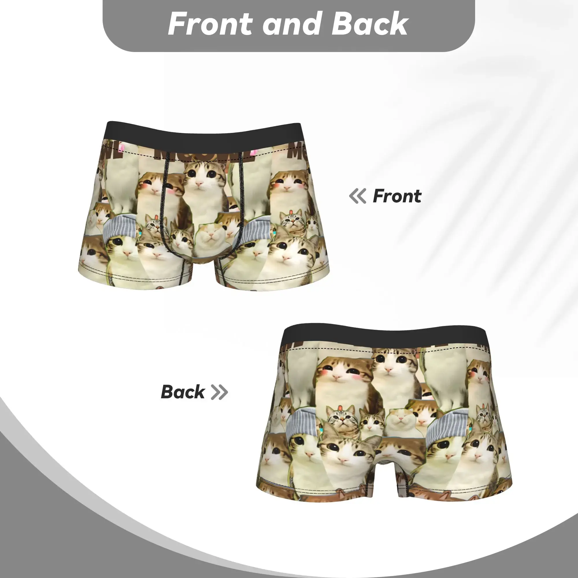 Meowl Cat Owl Cute Pet Aufkleber Unterwäsche Bequeme Höschen Zoll Boxershorts für Männer 3D-Beutel Übergröße Trunk — image 4
