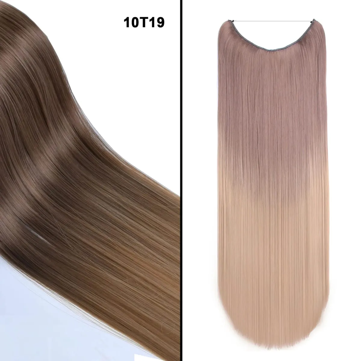 Jeedou κυματιστά μαλλιά Extension Elasticity Αόρατο σύρμα Fish Line One Piece No Clips Συνθετικά Hairpieces Ombre Χρώμα για γυναίκες — image 21