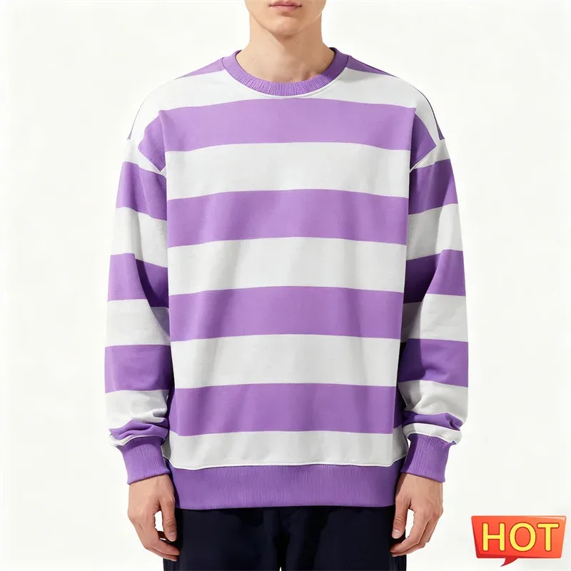 Sudaderas con gráficos de rayas simples para hombres, sudadera fea con estampado 3D de manga larga de moda, jerséis informales de gran tamaño, Tops