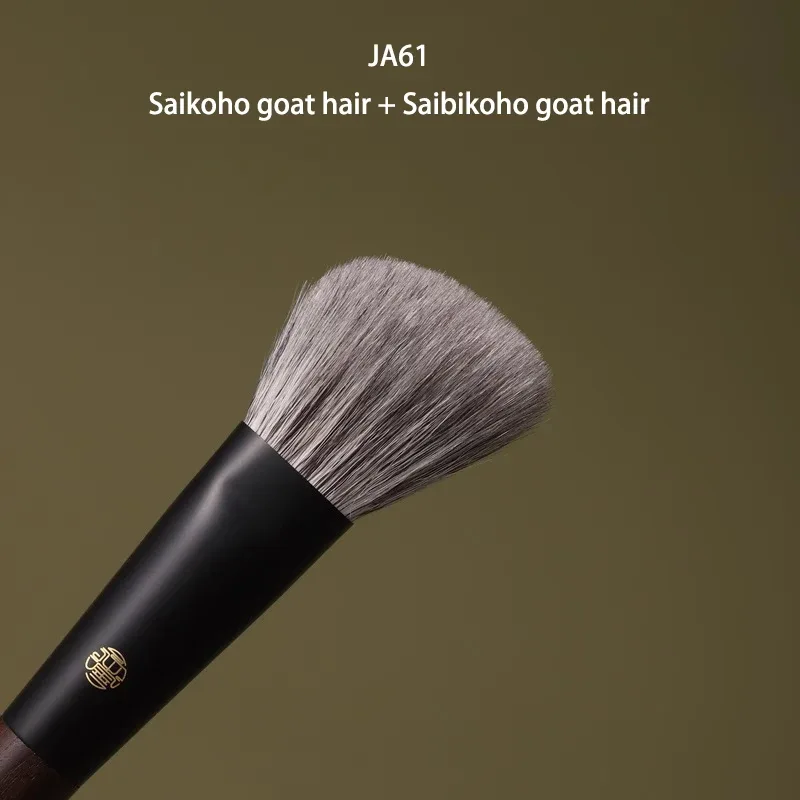 Kuas Rias Buatan Tangan Profesional 1 Buah Kuas Kontur Siku Rambut Kambing Kuda Rubah Tupai Kuas Rias Pegangan Walnut