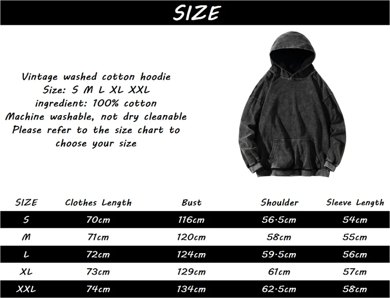 Anime Re:Zero Ram Gothic Hoodies Vintage Washed Streetwear Herr Dam Kläder Höst Långa ärmar Oversized 100 % bomull huvtopp