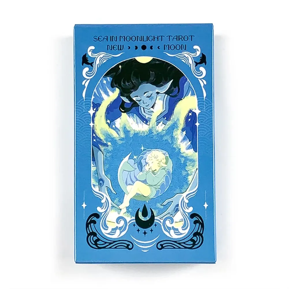 Sea in Moonlight Tarot Cards 78 Card English Version Divination Board Games Perfect for Emotional Healing & Intuitive Reading
