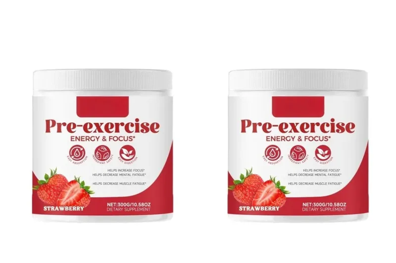 Docteat Pre Workout Powder Strawberry Energy & Focus Support Beta-Alanine L-Citrulline Rhodiola 300g 30 Servings Drink Mix