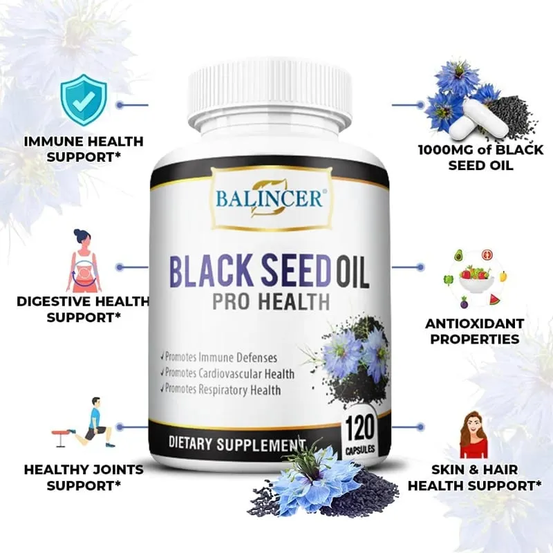 Black Cumin Seed Oil Capsules - Promotes Immunity Digestion Respiratory Health Skin and Hair Health Non-GMO — image 4