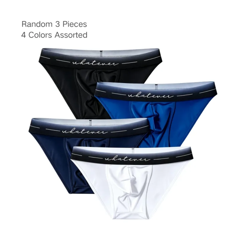 Trendy Men High Cut Ice Silk Briefs Printed Moisture Wicking Breathable Athletic Underpants Fit Bodybuilder Daily 1/3Pcs Set — image 11