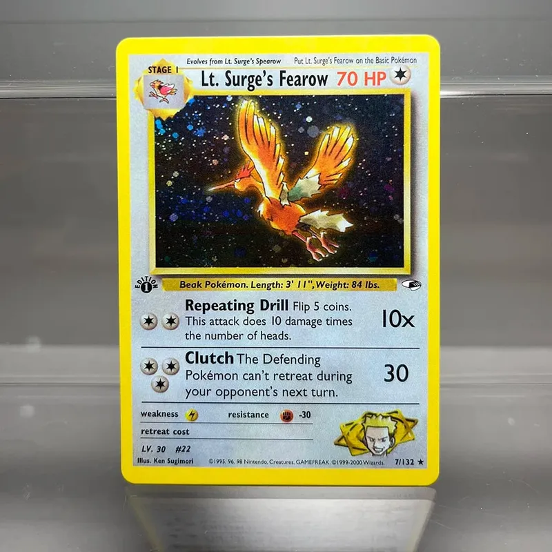 PKM Cards 1st Edition Gym Challenge 1996 Base Set Single Foil Cards Mewtwo Gengar Raichu Game Collection Cards PTCG Proxy Cards