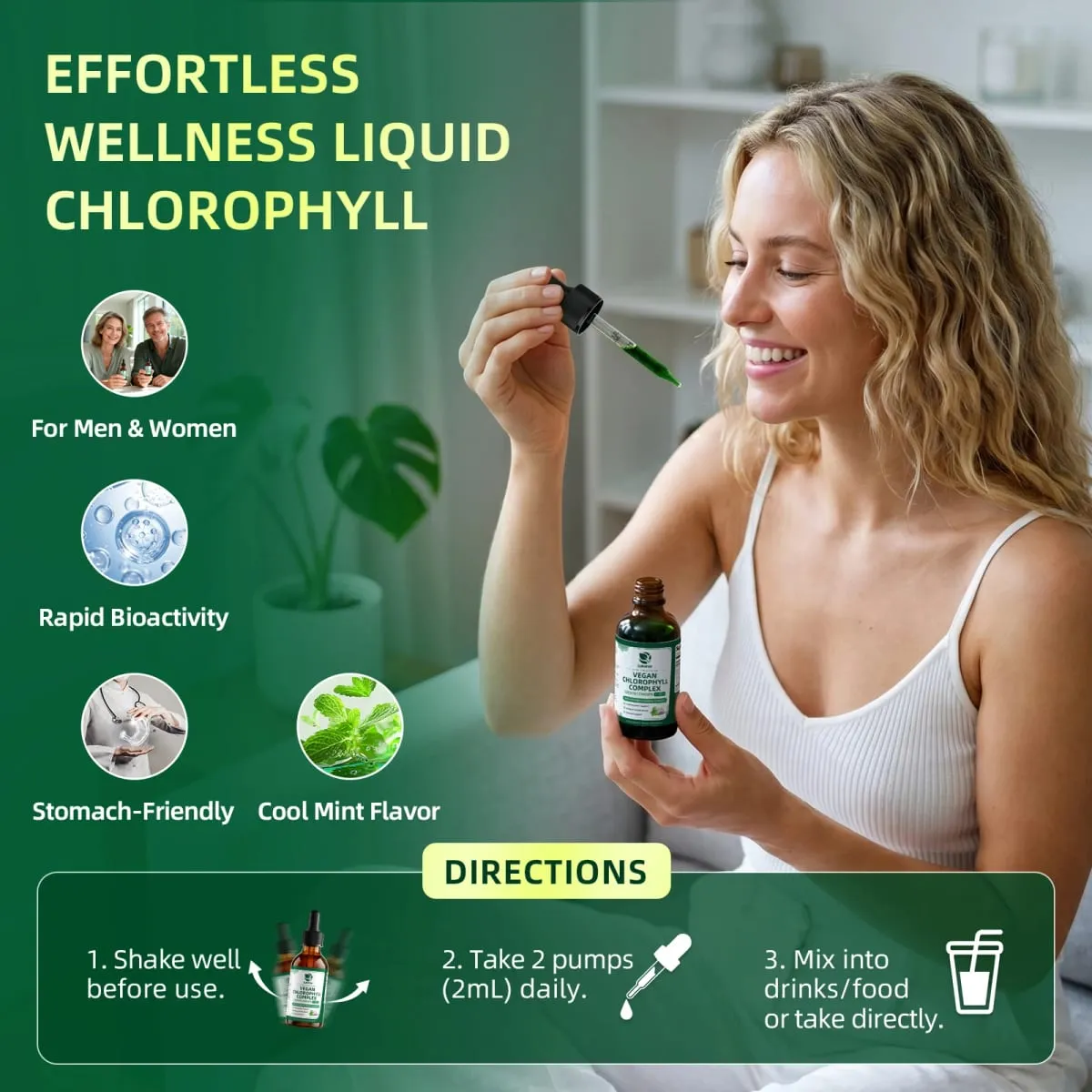 Lukaree 30ML Chlorophyll Liquid Drops Supports Natural Cleansing & Immune Internal Deodorant Skin & Gut Health Vegan Sugar-Free