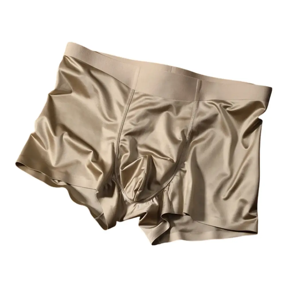 1pc Heren Naadloze Boxershorts Ademend Kruis Slipje Ijs Zijde Boxershorts Comfortabel Satijn herenondergoed Slips — image 3