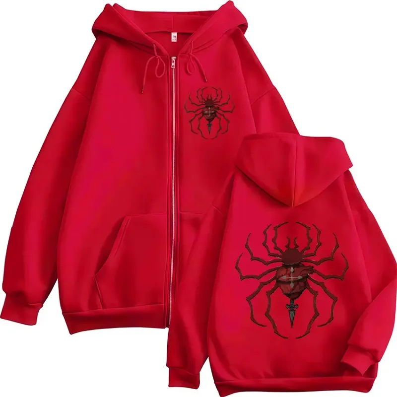 Anime Hunter X Hunter Phantom Troupe Spider Logo Sweat à capuche zippé pour hommes Sweat-shirts à capuche zippés Manches longues Pulls Vestes — image 4