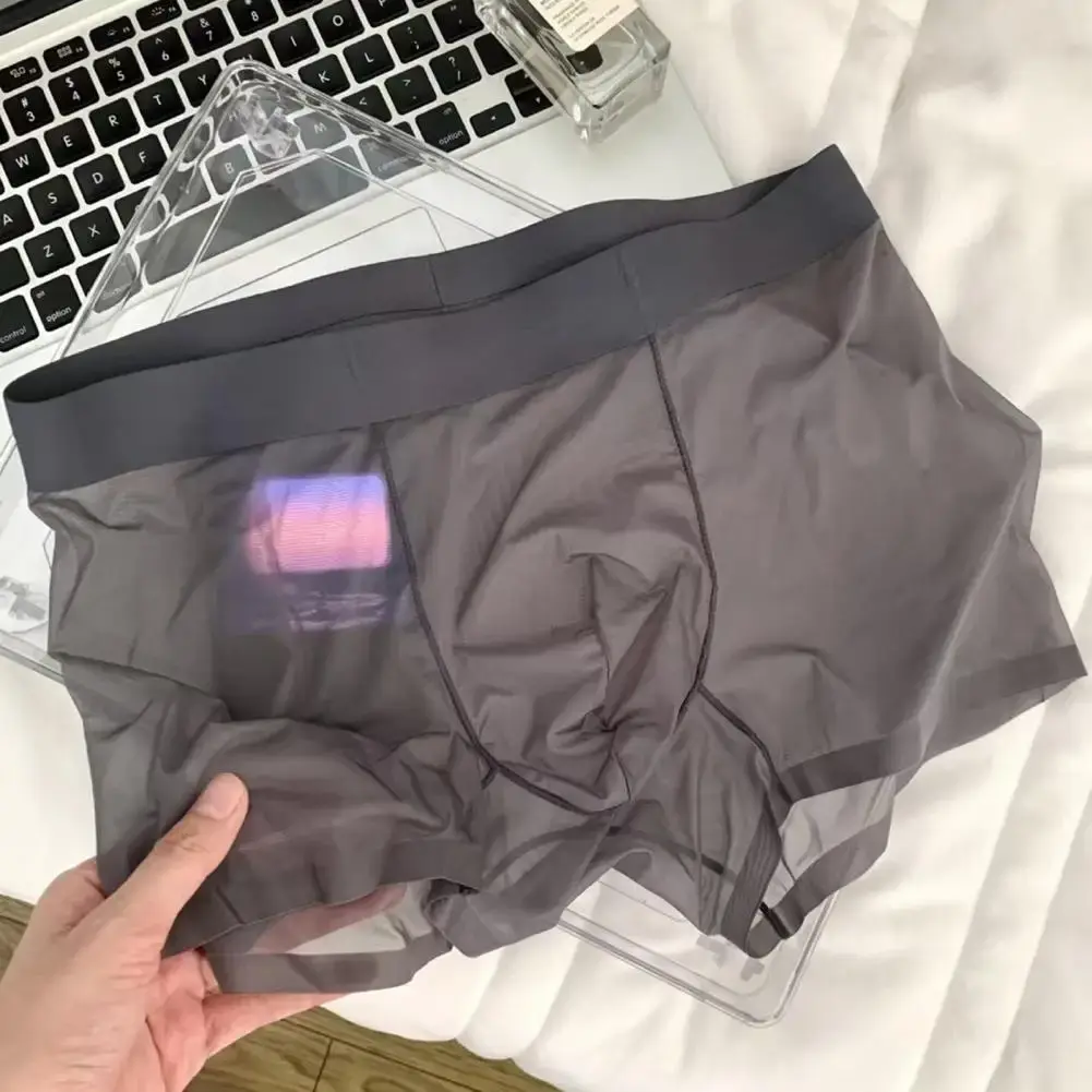 남자 복서 투명 경량 남자 속옷 탄성 중반 허리 U 볼록 얇은 관점 반바지 팬티 원활한 팬티 — image 9