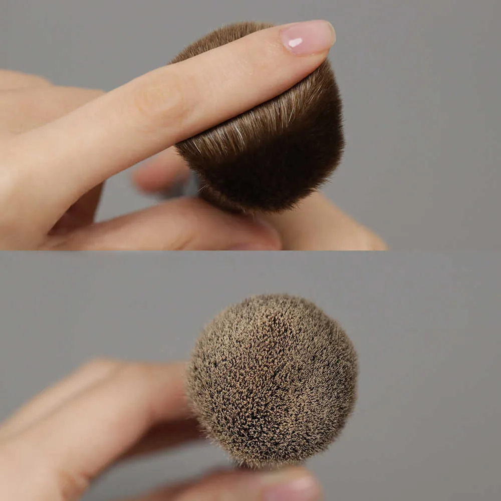 T100 Professional Handmade Makeup Brushes Soft Natural Goat Hair Round Face Powder Brush Short Ebony Wood Handle Make Up Brush