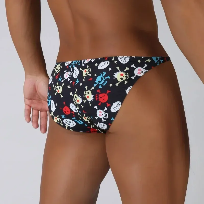 Мужские сексуальные трусы для плавания Maillot De Bain, купальник-бикини с крутым забавным принтом черепа для серфинга, пляжная одежда, плавки