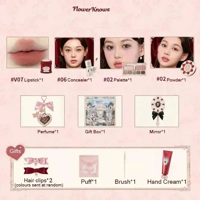 Flower Knows Shells Pearl Eyeshadow Essence Lip Honey Blush Cheek Makeup Depan 11 buah set