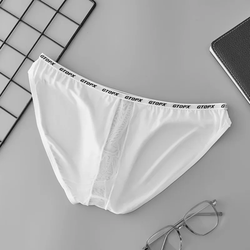 U Convex Pouch Low Waist Men\'s Briefs Transparent Mesh Underpants Thin Breathable Fabric Suitable for All Seasons