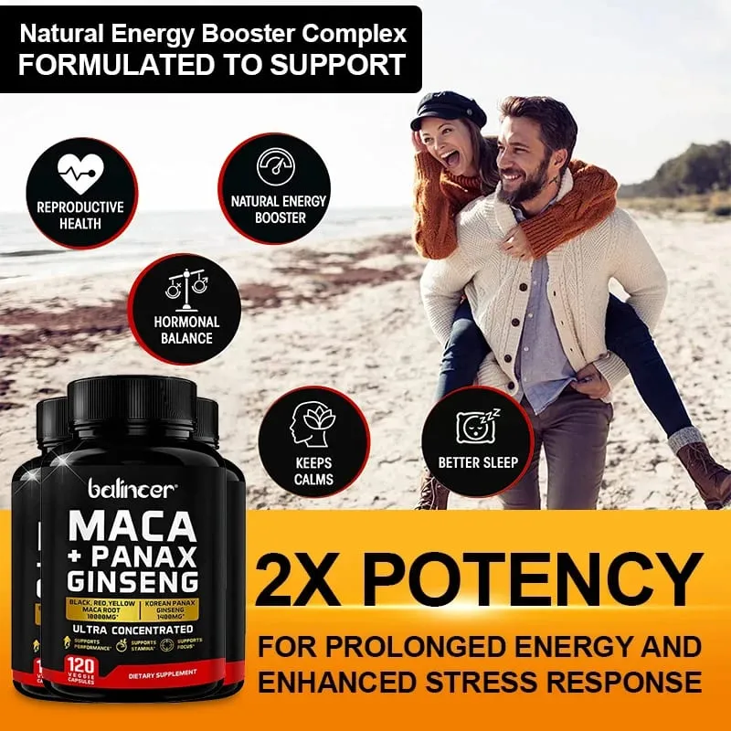 Κάψουλες Maca & Ginseng 10000mg (Κίτρινο+Κόκκινο+Μαύρο) Εκχύλισμα Δύναμη Αντοχή Μυϊκή Μάζα Ενέργεια & Μυϊκή Υποστήριξη — image 2