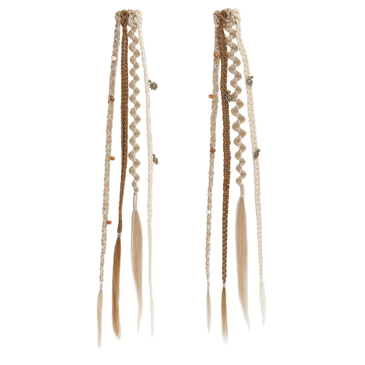 Boho Ombre Μπορντό πλεκτό Extensions Ponytail Hair Extensions Συνθετικές πλεξούδες με Bohemian Viking Hair Pieces for Women Carnival Party — image 8