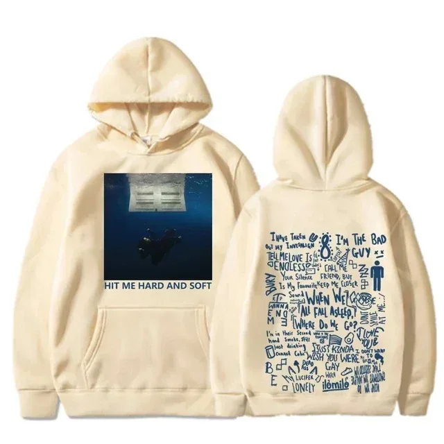 Hit Me Hard and Soft Tour Hoodie Billie Pullover Männer Sänger Grafikdruck Herbst Winter Fleece Sweatshirts für Fans