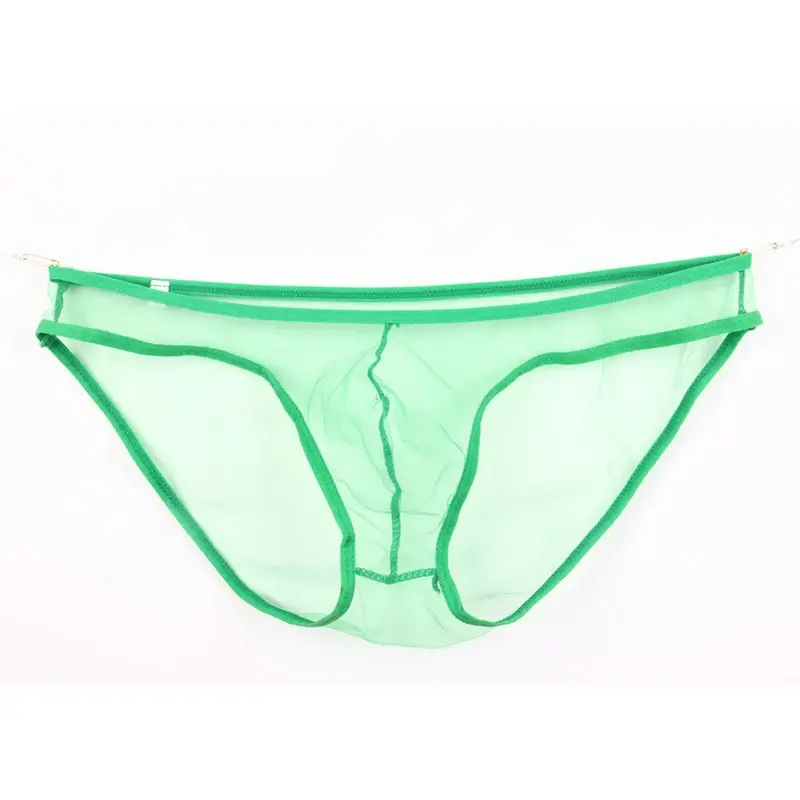 Men's Large Size Low Waist Mesh Briefs, Ultrathin Transparent Underwear, with U Convex Bag, Various Colors Available