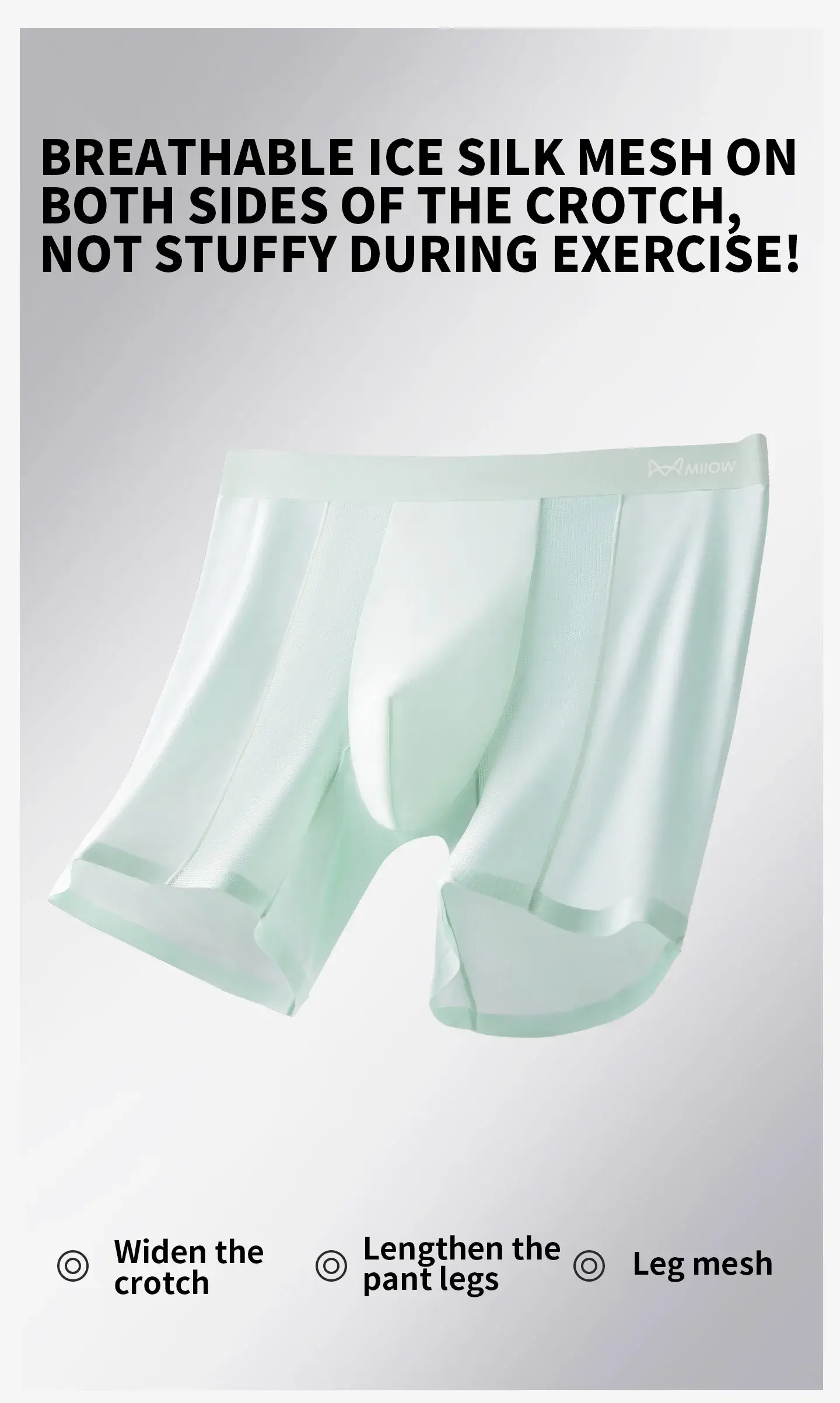 MiiOW 3Pcs Ice Silk Men's Underwear Boxershorts 10A Antibacterial Men Panties Breathable Mesh Man Summer Sports Underpants Boxer — image 3